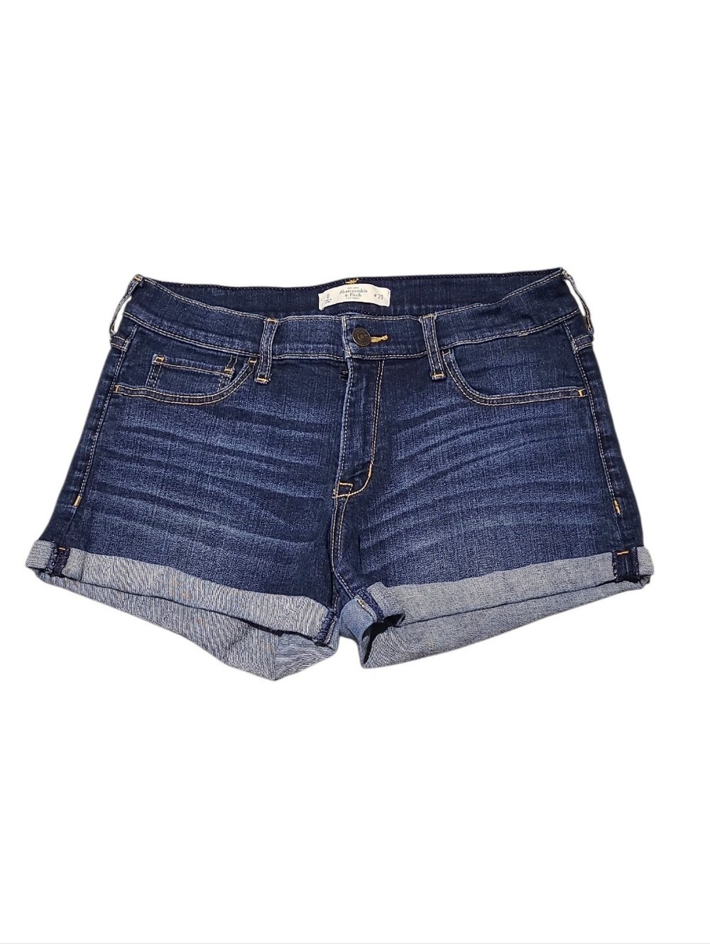 Abercombie & Fitch Dark Blue Wash Denim Roll-Cuff Jeans Shorts Women's Size 8/29